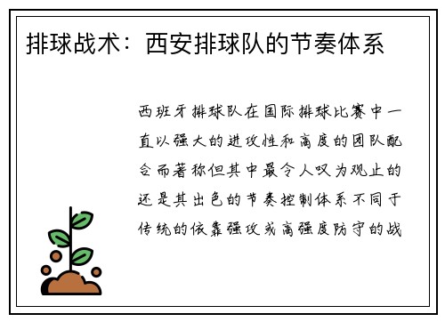 排球战术：西安排球队的节奏体系