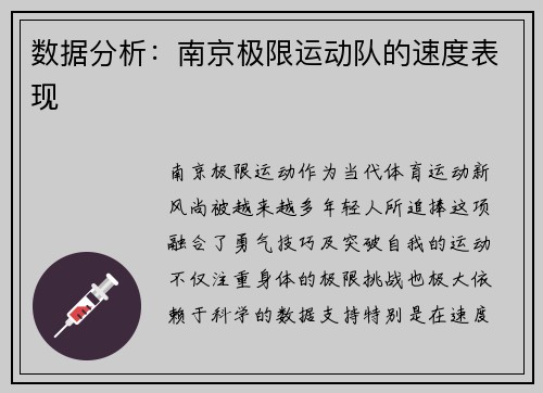 数据分析：南京极限运动队的速度表现