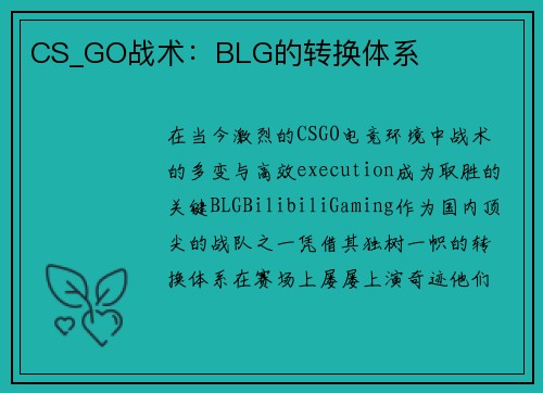 CS_GO战术：BLG的转换体系